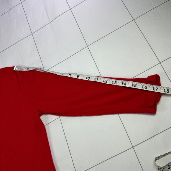 Kate Spade Sweater Womens Medium Red Bow 3/4 Sleeve Wool Cashmere Crew Fitted - Picture 8 of 9